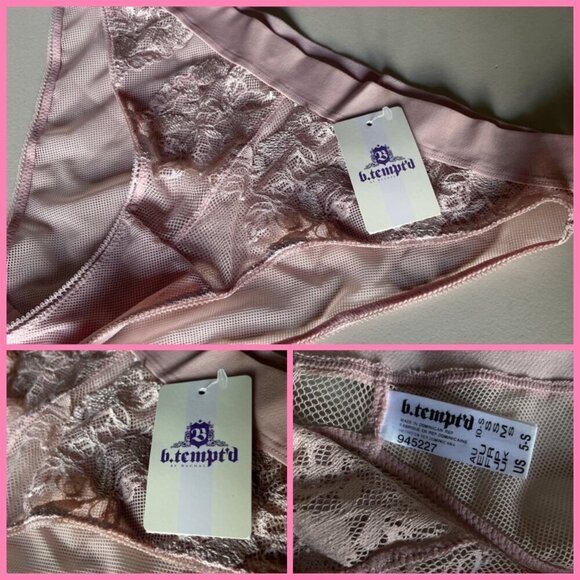 B.Tempt’d by Wacoal Sheer Lace Panties - Feminine Lingerie Pink - Size Small NWT - Picture 1 of 3